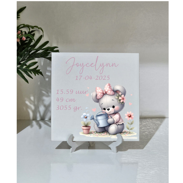 🍼 Gepersonaliseerde Geboortetegel Bear