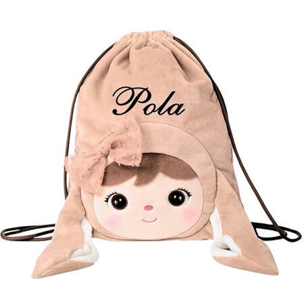 🎀 Metoo Pop Rugtas – Smiled Beige Bunny met Strik 🎀