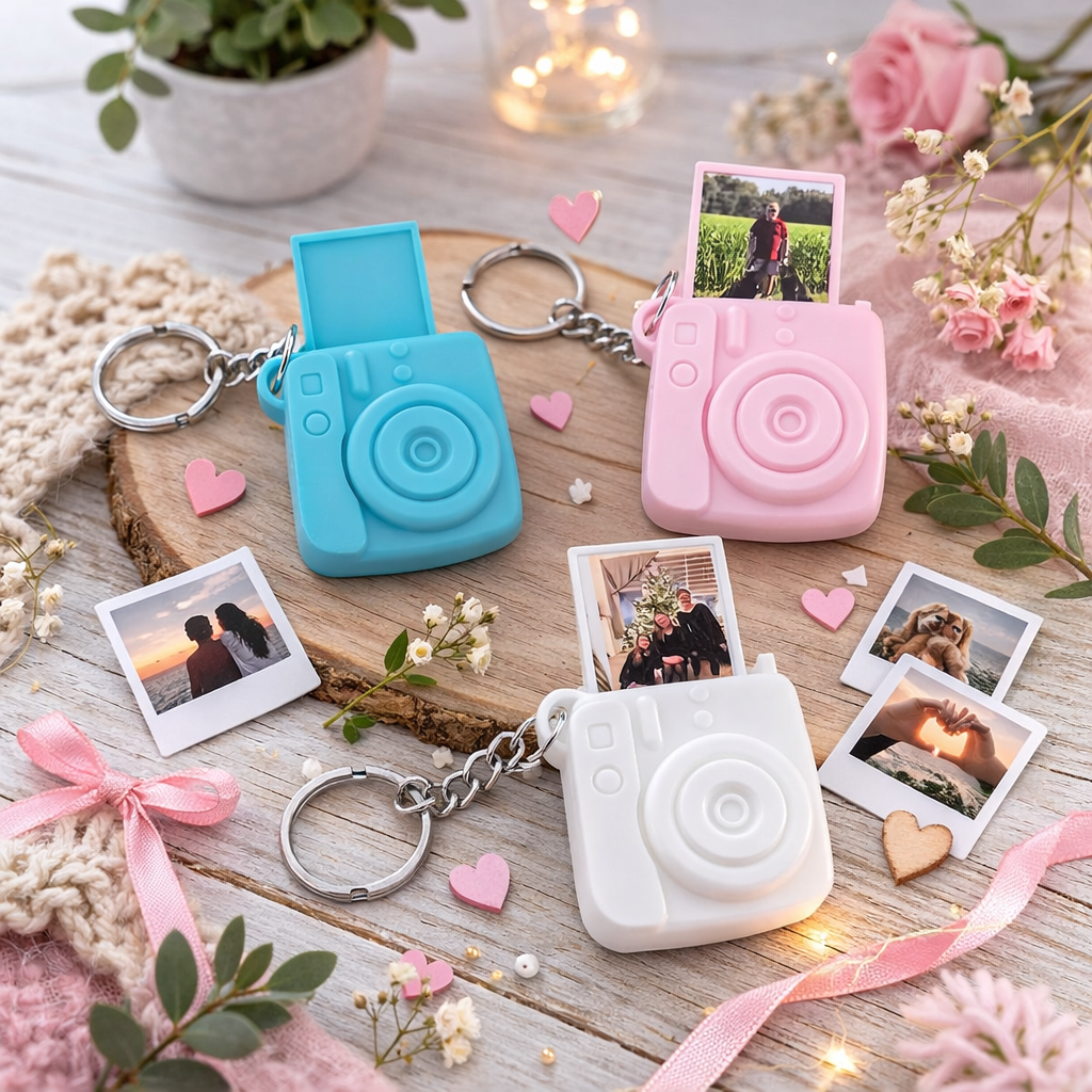 Mini Camera Sleutelhanger met Foto – Persoonlijk Fotocadeau