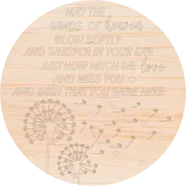 Memorial schijf met easel display "May the wind"