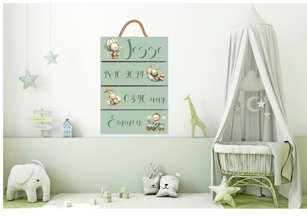 Geboorte ladder Teddy Bear Green