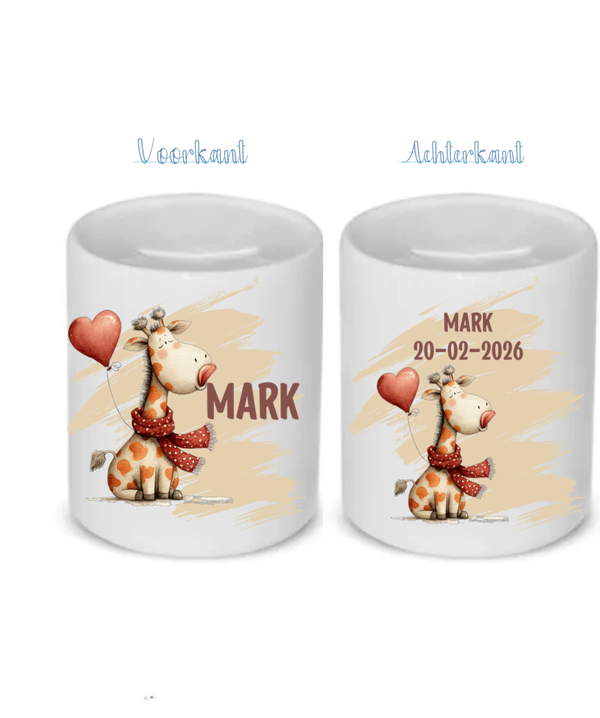 Keramieke Spaarpot Giraf met hartje