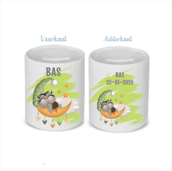 Keramieke Spaarpot Slapende Uil