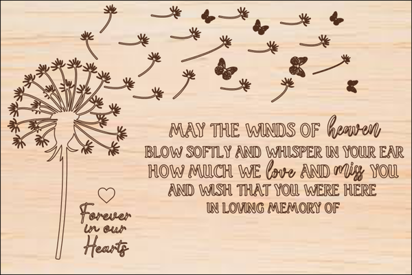 Memorial rechthoek met easel display "The winds of heaven"