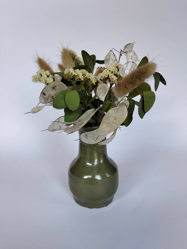 Vaasje met droogbloemen "Zeegras"