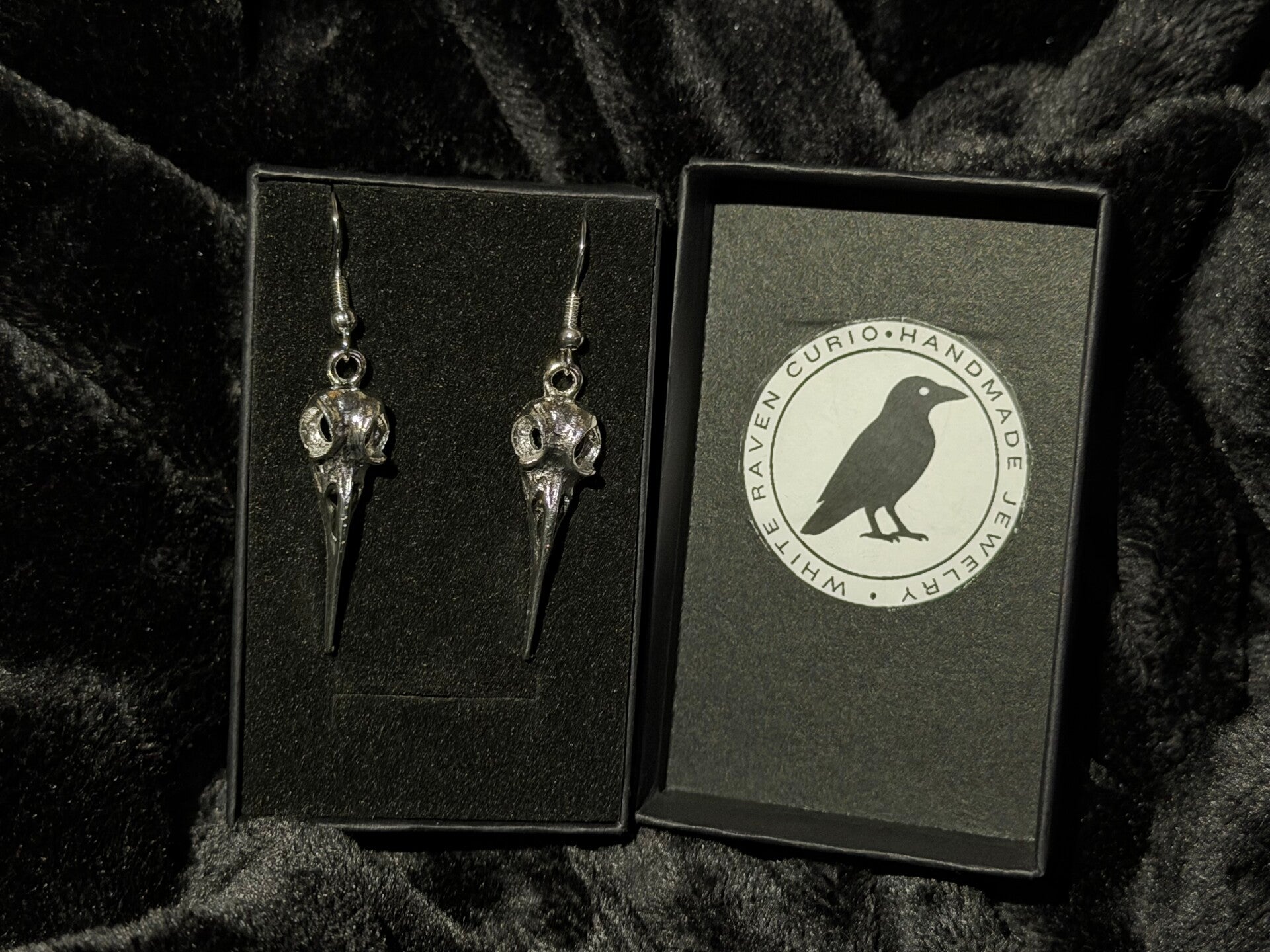 ✦ Memento Mori Raven Skull Earrings ✦