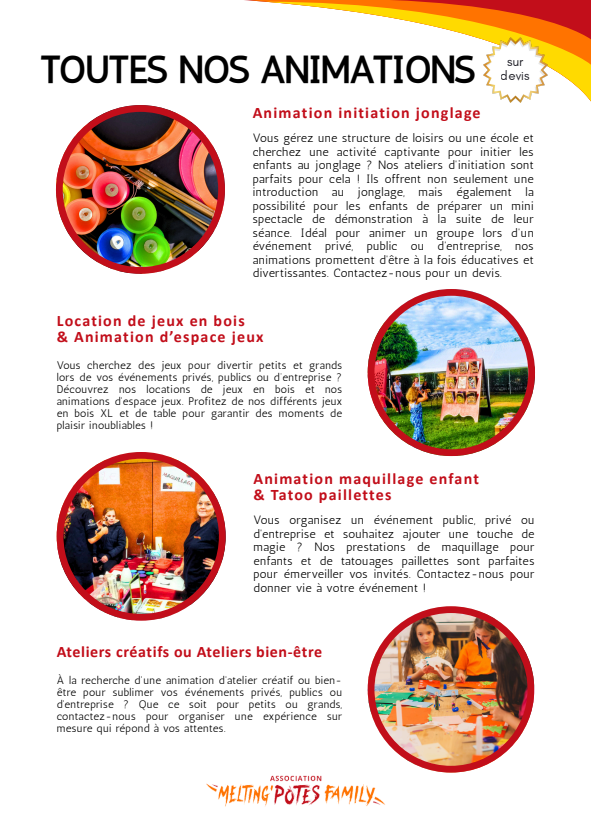 Détails animations Association Melting Potes Family - Epernay 51
