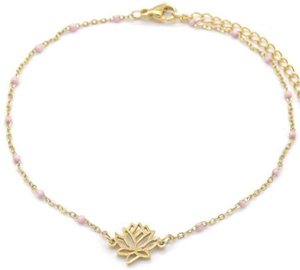 Stalen lotus enkelband