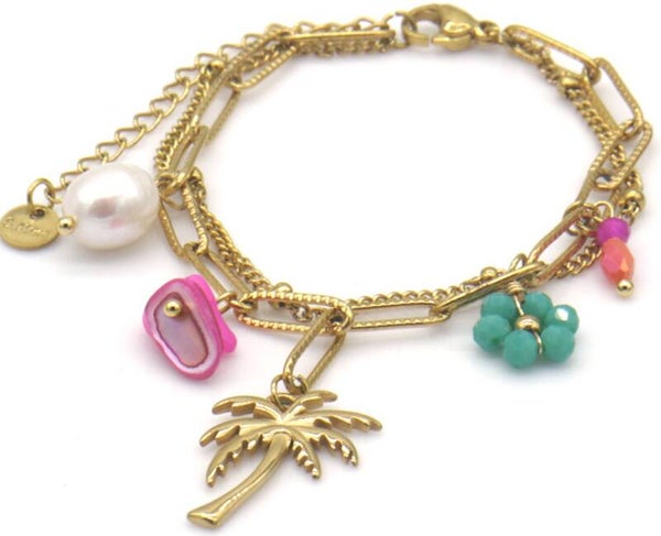 Stalen armband palmboom -16-21 cm