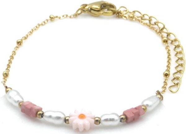 Stalen Armband met bloemen – 16–21 cm