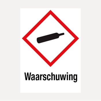 Gashouder onder druk waarschuwing vinyl