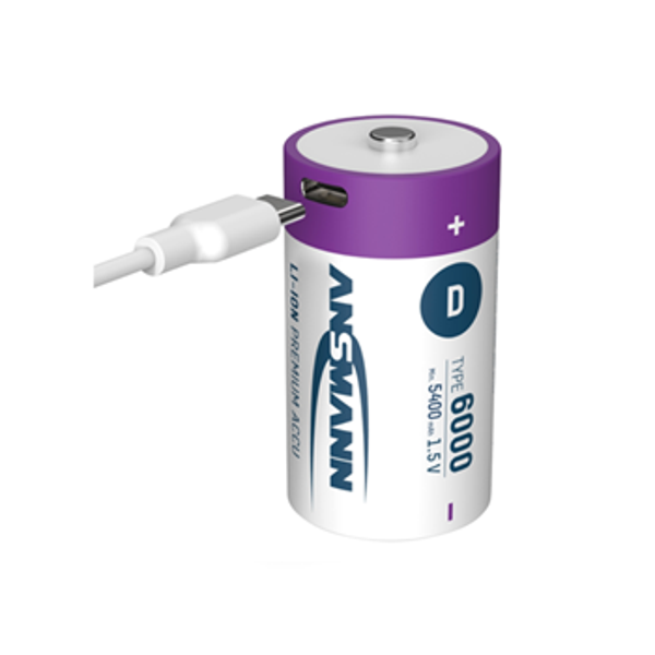 USB Oplaadbare Batterijen 2 Stuks Lithium-ion D 1,5V + kabel