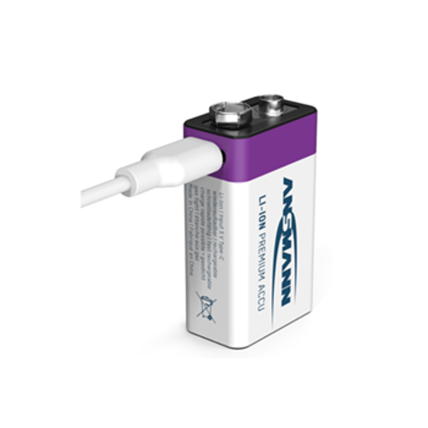 USB Oplaadbare Batterijen 1 stuks Lith.-ion Blok 9V + kabel