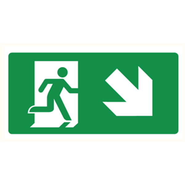 Nooduitgang rechts naar beneden (bord)