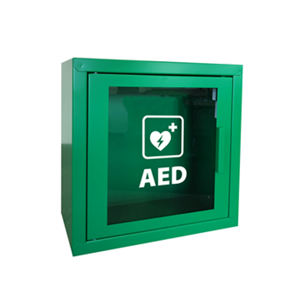 AED kast met alarm (uitzetbaar) groen 38x38x20cm
