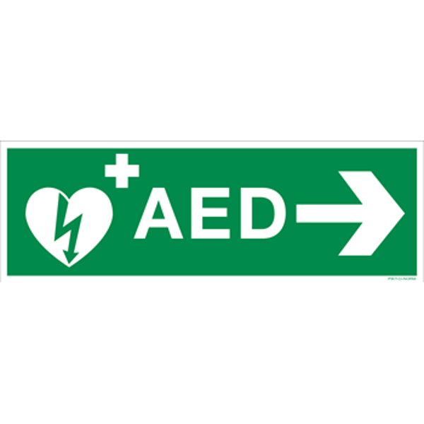 AED +pijl naar rechts sticker