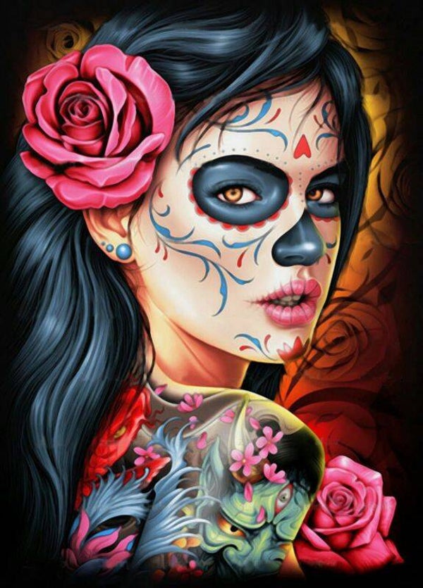 Diamond Painting Canvas 40x30cm - Painting 35x25cm Tattoo Woman