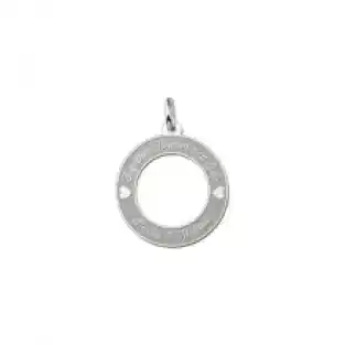 Zilveren ketting hanger rond met twee hartjes