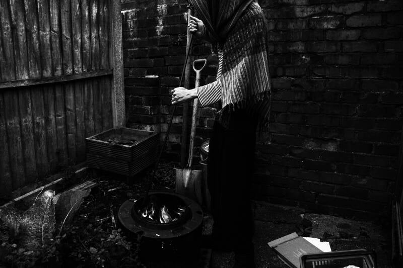 The witch stirs her cauldron 