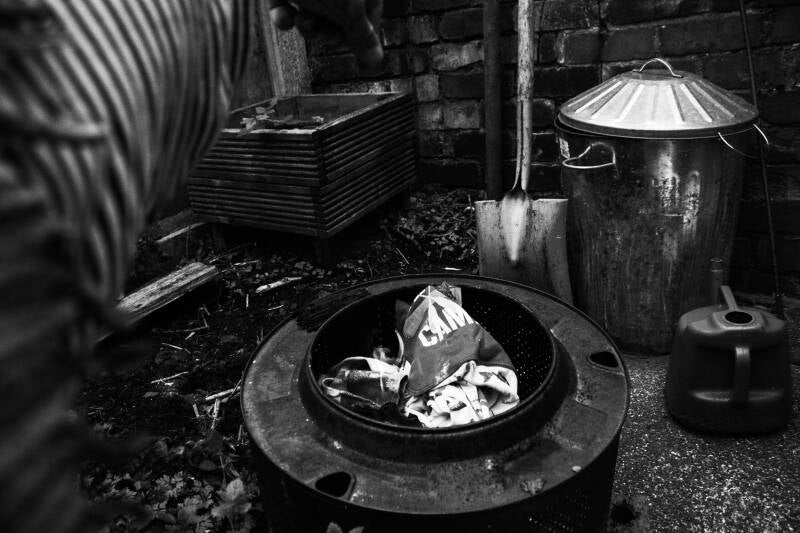 Pyjamas go into the ceremonial fire 