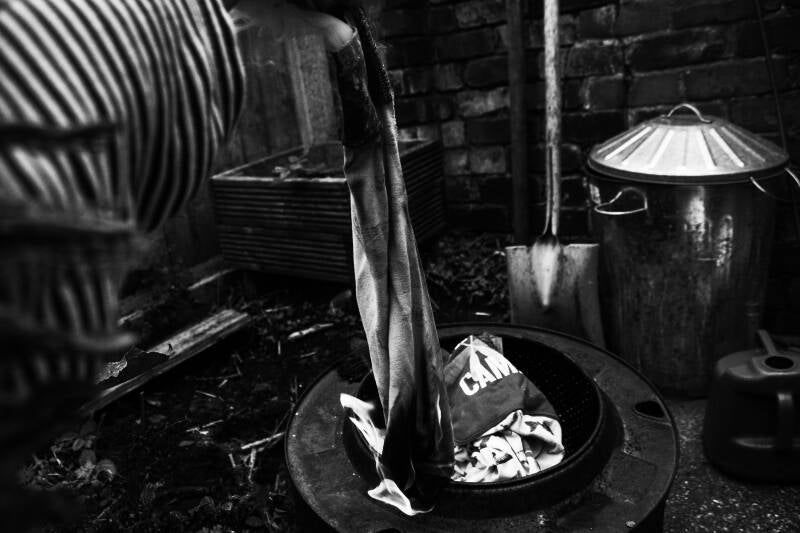 Pyjamas go into the ceremonial fire 