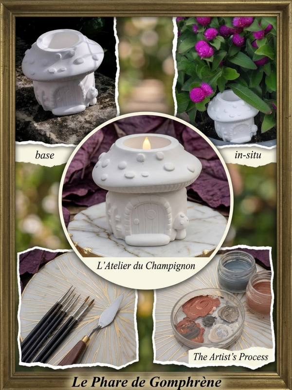 ​🍄 Le Champi-Mimi – Mini Cache-Pot & Photophore en Jesmonite