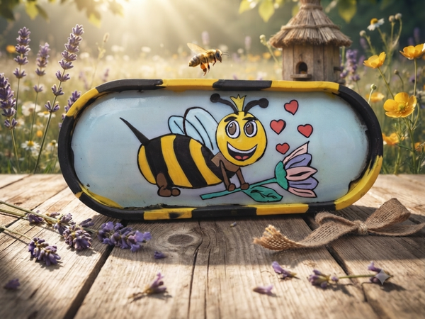 Plateau artisanal unique en gypse - Thème "Reine des Abeilles"