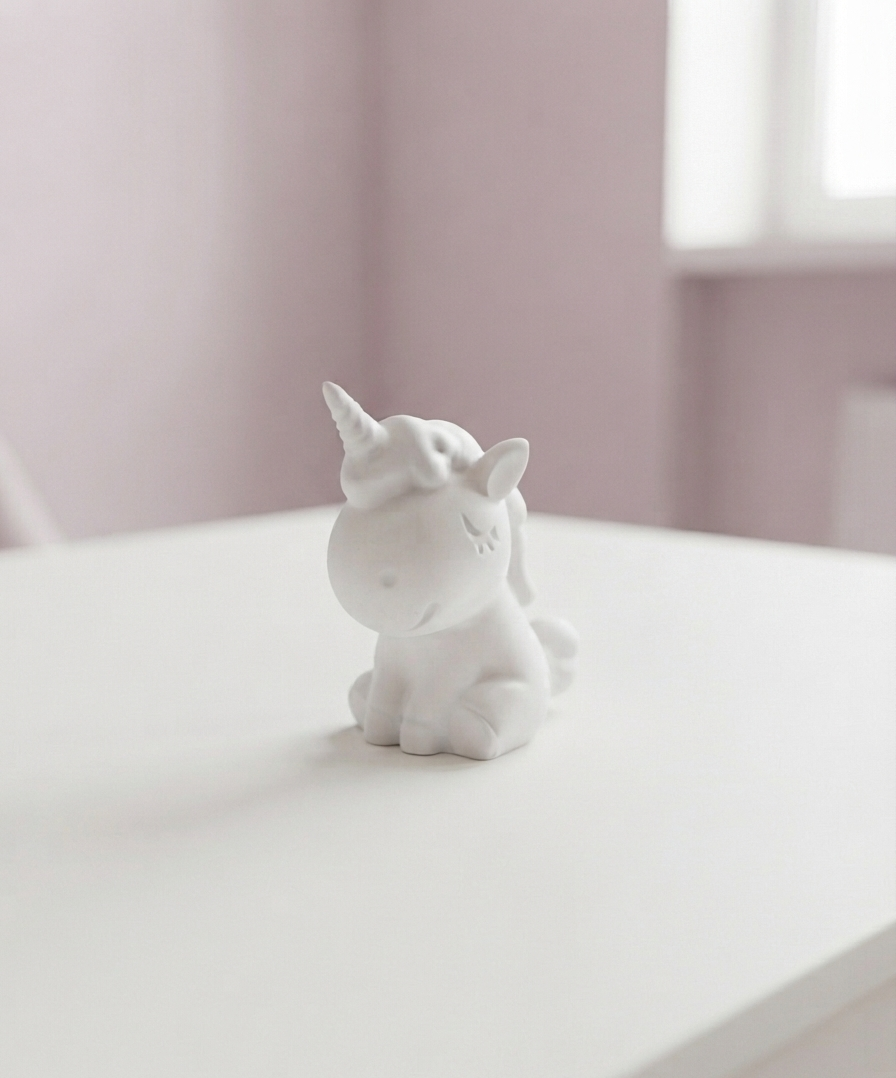 L'Enfant Licorne : La Douceur du Gypse Façonnée avec Poésie