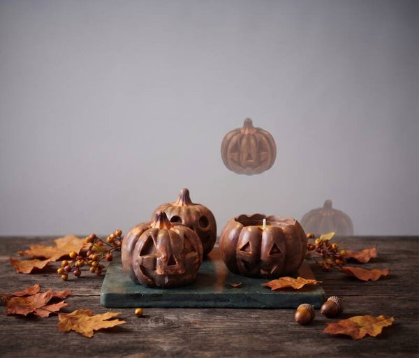 Symphonie de Citrouilles — Ensemble Décoratif en Gypse