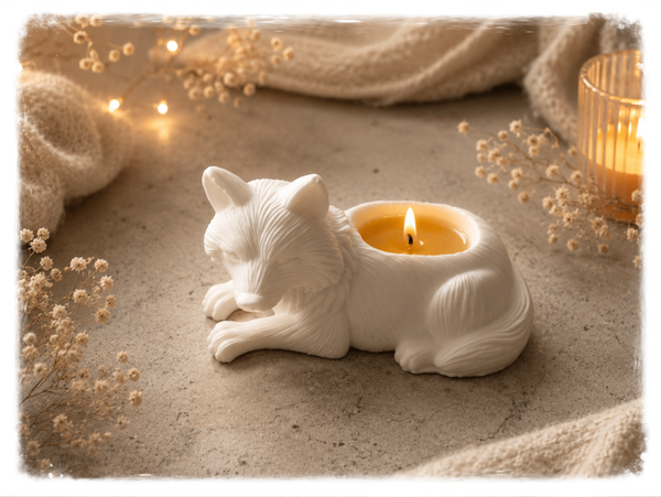 🐺 Le Loup des Songes – Bougie Sculpturale & Photophore