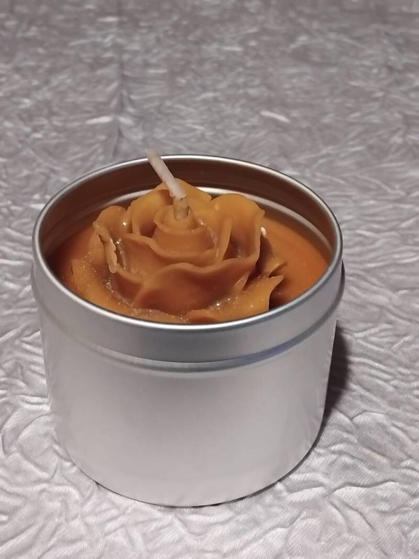 Bougie Rose en Boîte Métallique