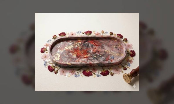 ​🎨 Plateau Ovale Marbré – L'Onirique Pourpre & Or