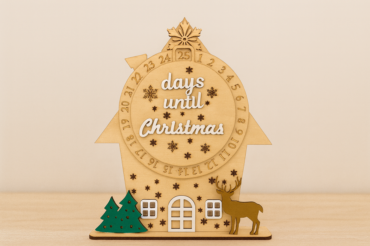 Houten advent aftelkalender – “Days until Christmas” | Handgemaakt & uniek