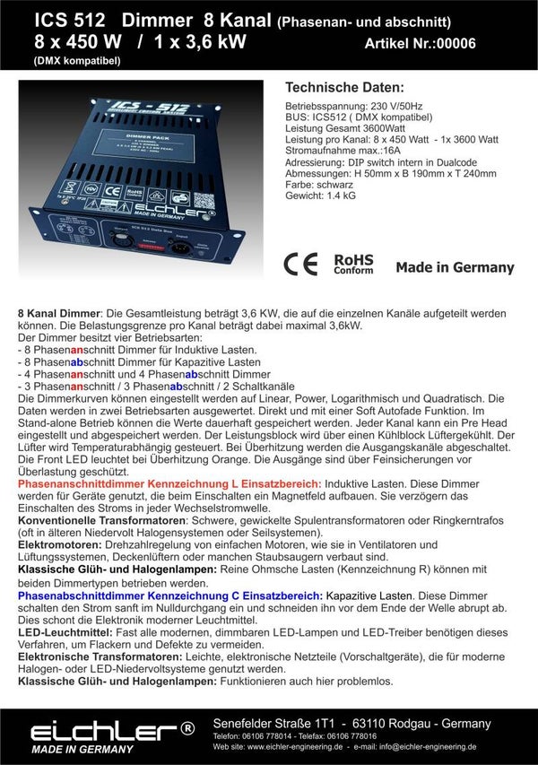 ICS 512 Dimmer 8-Kanal
