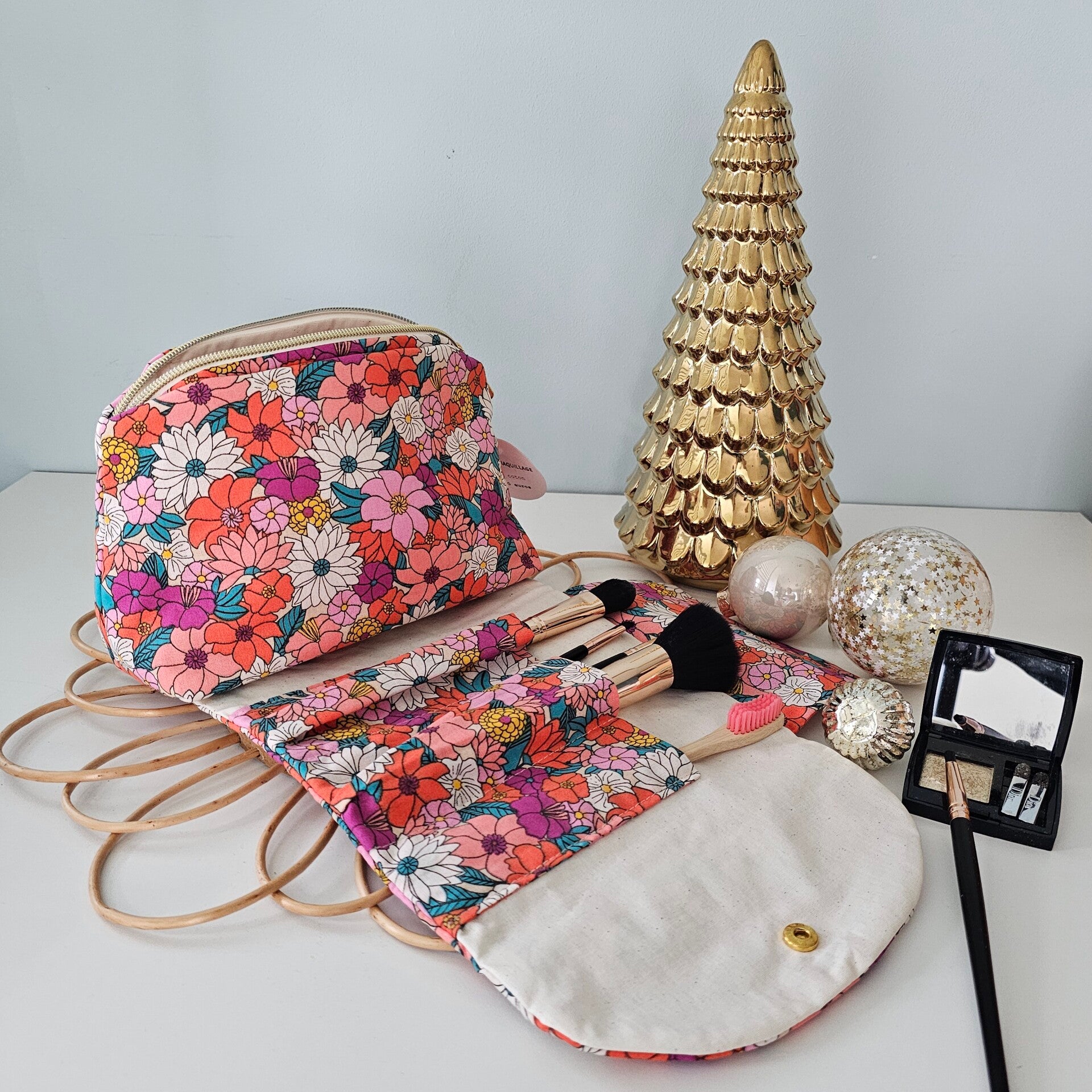 Trousse à maquillage fleurs