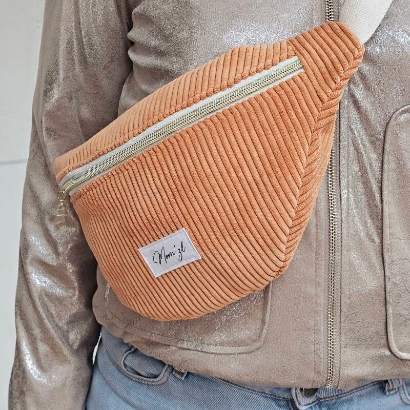 Le sac banane femme velours orange