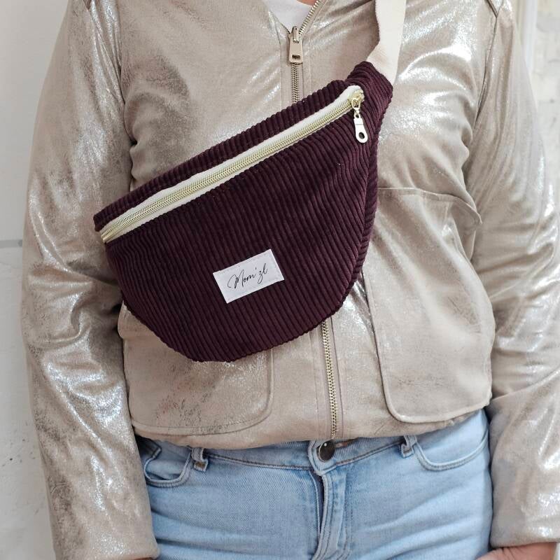 Le sac banane femme velours prune