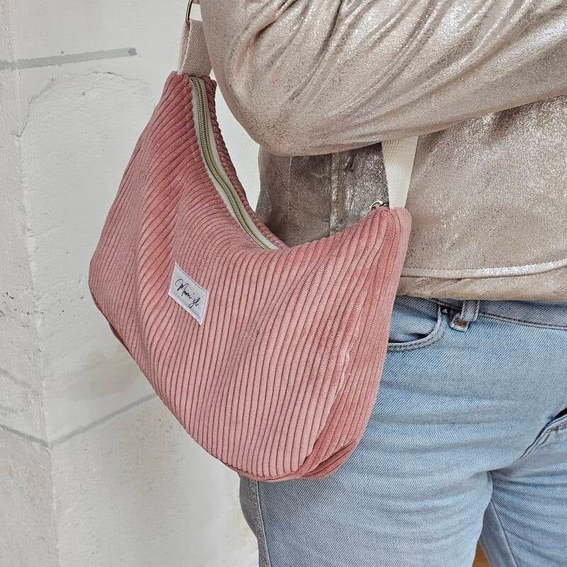 Sac demi-lune  velours rose