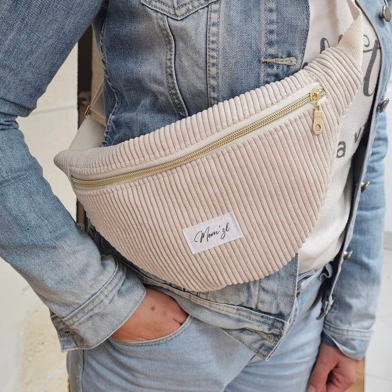 Le sac banane femme velours beige