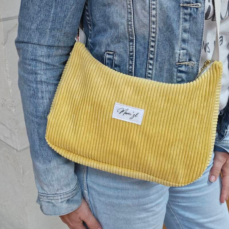 Sac demi-lune  velours jaune