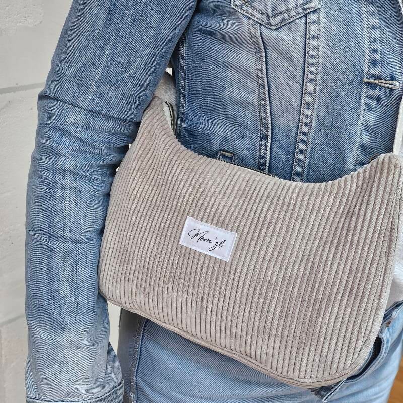 Sac demi-lune  velours beige