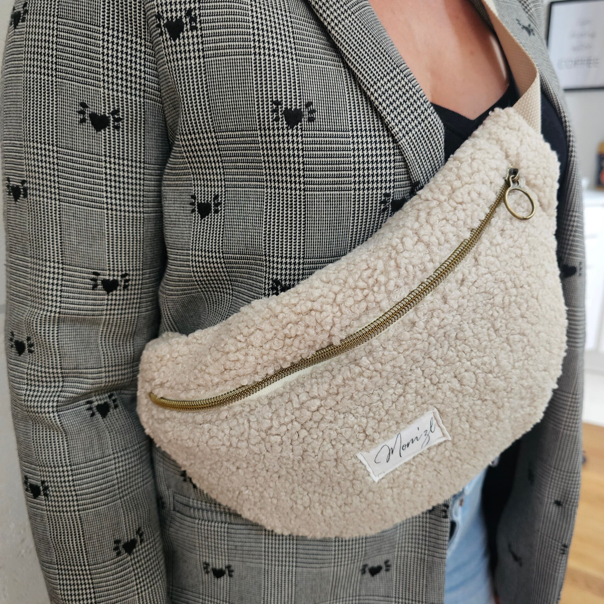 Le sac banane femme sherpa beige