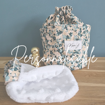 Corbeille et son gant démaquillant - personnalisable