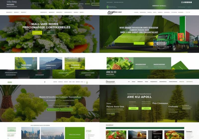 4 webpagina's met vergelijkbare indeling