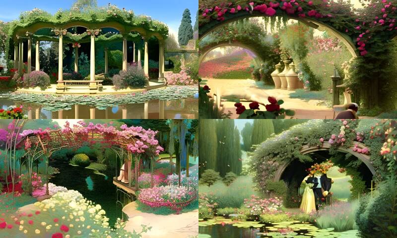 tuinen met priëlen en rozenbogen