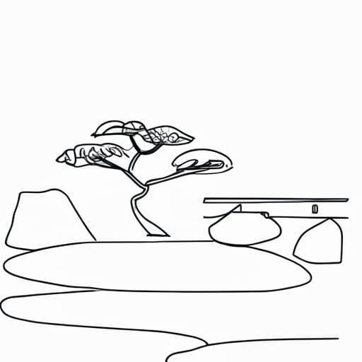 Line drawing Japanese garden from DALL-E2