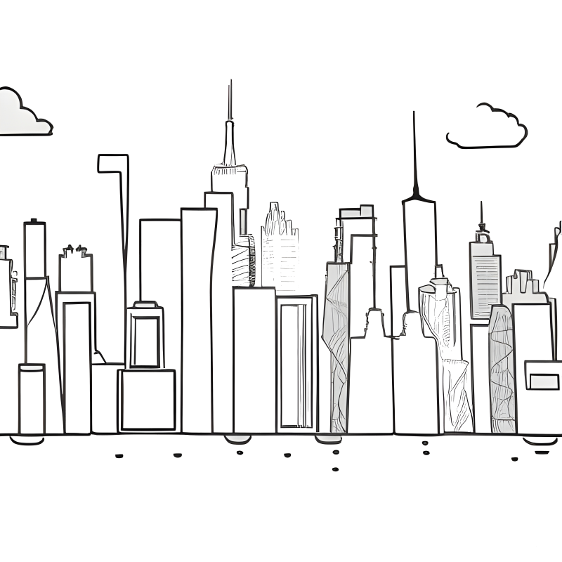 Line drawing of Manhattan Skyline by Stable v2.1