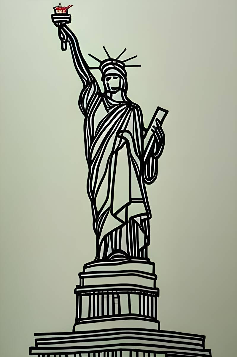 Line drawing of Statue of Liberty nr. 5