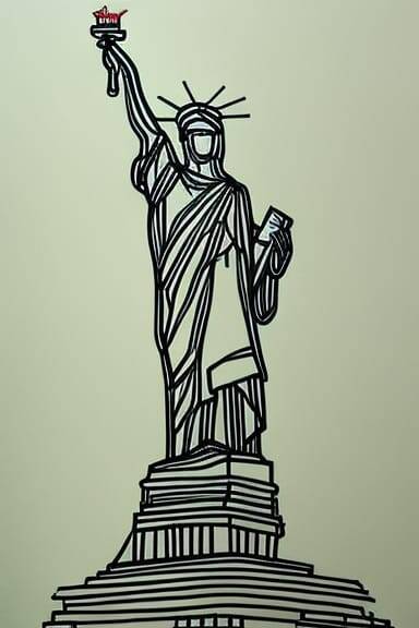 Line drawing of Statue of Liberty nr 6