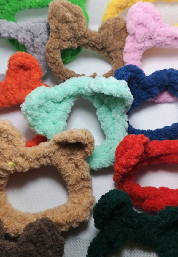Cat Fluffy Crochet Scrunchies